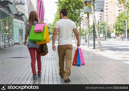 Young couple shopping at a department store