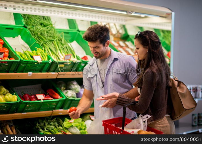 Young couple shopping in a supermarket