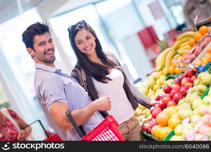 Young couple shopping in a supermarket