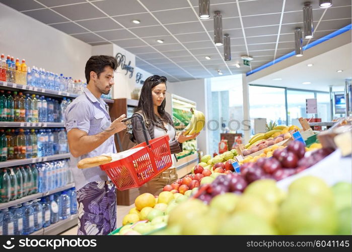 Young couple shopping in a supermarket