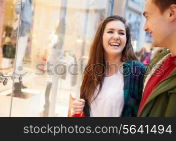 Young Couple Shopping Mall In Mall Together