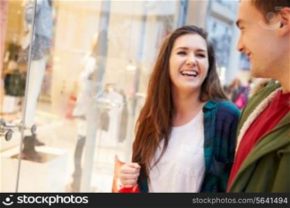 Young Couple Shopping Mall In Mall Together