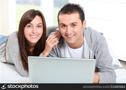 Young couple surfing on internet
