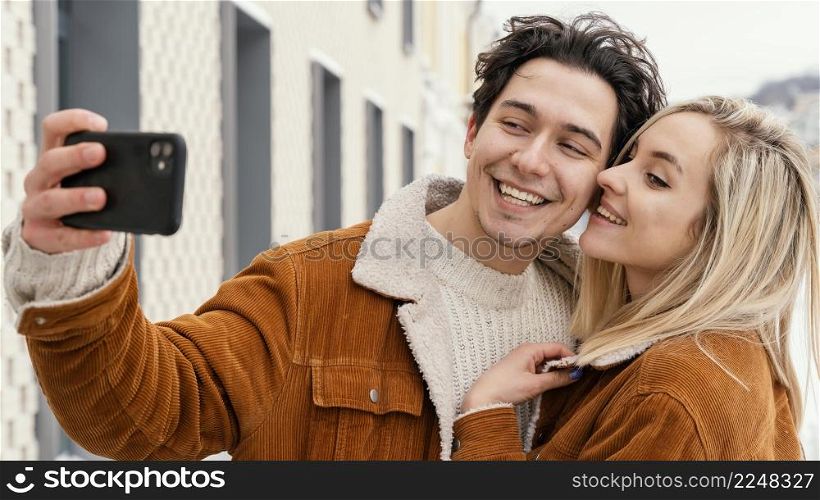 young couple taking s