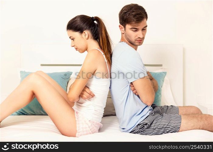 Young couple upset with each other