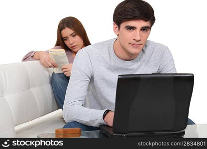 Young couple with laptop