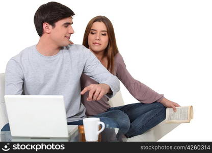 young couple with laptop