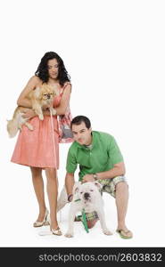 Young couple with their dogs