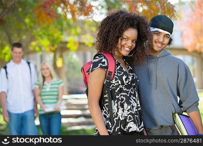Young Couples Hanging Out on Campus