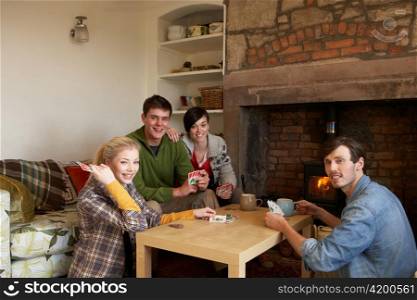 Young couples in cosy cottage