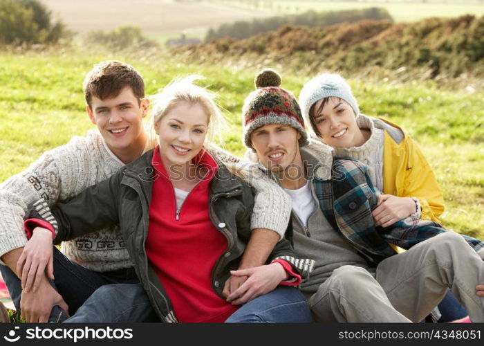 Young couples in the country