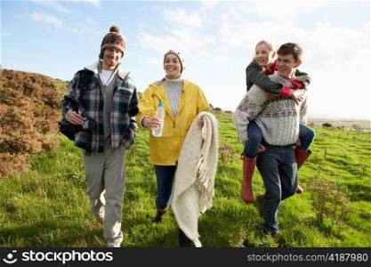 Young couples on country walk
