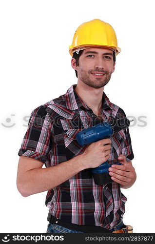 young craftsman holding a drill