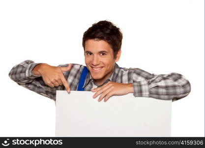 young craftsmen - plumbing - construction workers on a white background