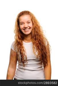 Young cute ginger girl smiling