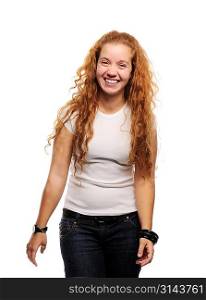 Young cute ginger girl smiling