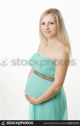 Young cute pregnant girl twenty five European-type. Portrait of a pregnant girl