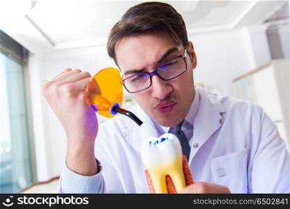 Young dentist working in the dentistry hospital