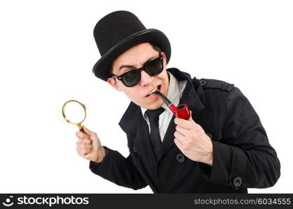 Young detective with pipe and magnifying glass