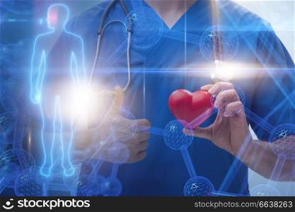 Young doctor cardiologist in telehealth concept