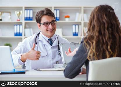 Young doctor in medical insurance fraud concept
