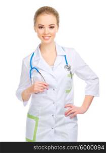 Young doctor in uniform isolated