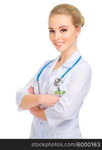 Young doctor in uniform isolated