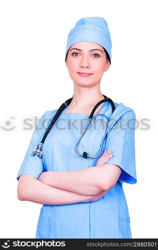 Young doctor isolated on the white background