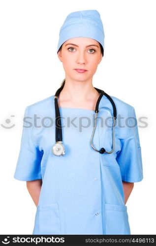 Young doctor isolated on the white background