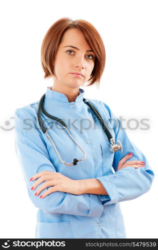 Young doctor isolated on the white background