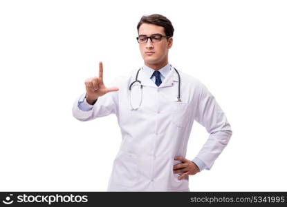 Young doctor isolated on white background