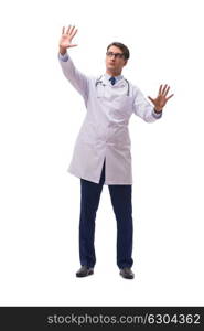 Young doctor isolated on white background