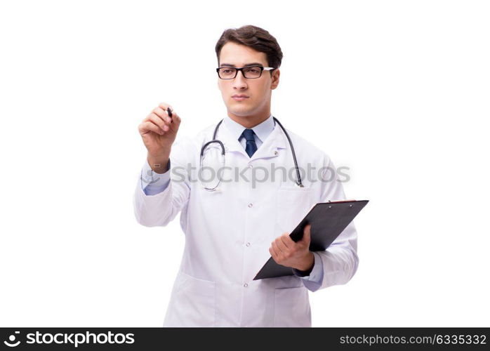 Young doctor isolated on white background