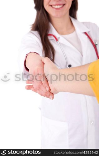 Young doctor offering handshake