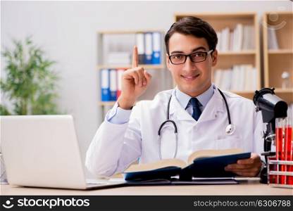 Young doctor studying medical education