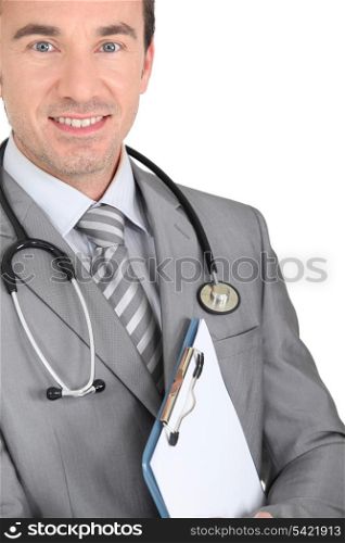 Young doctor with binder