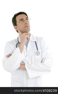 Young doctor with glasses isolated on white background