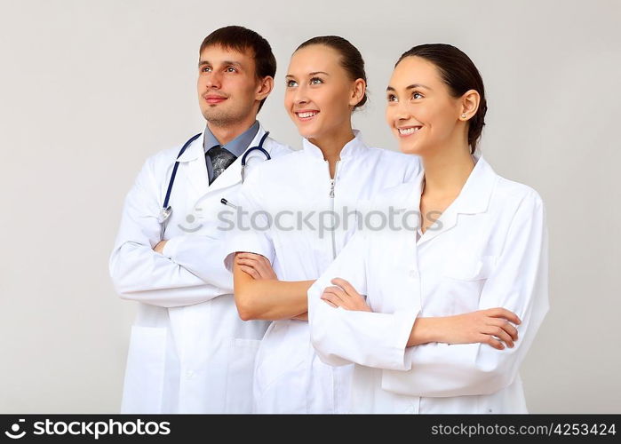 Young doctors in white uniform