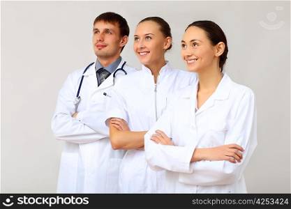 Young doctors in white uniform