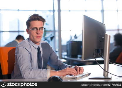 Young Entrepreneur Freelancer Working Using A computer In Coworking space