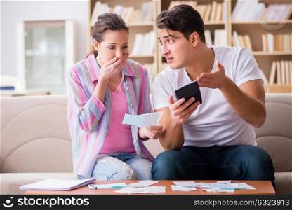Young family discussing family finances