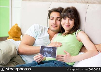 Young family finding out about pregnancy. The young family finding out about pregnancy