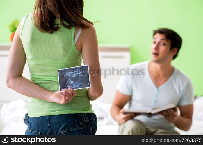 Young family finding out about pregnancy. The young family finding out about pregnancy