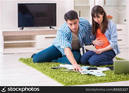 Young family in budget planning concept