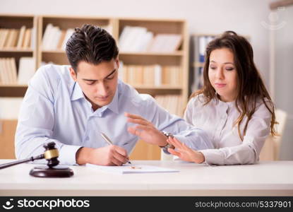 Young family in marriage divorce concept