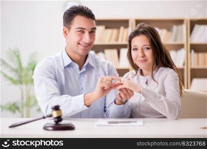 Young family in marriage divorce concept