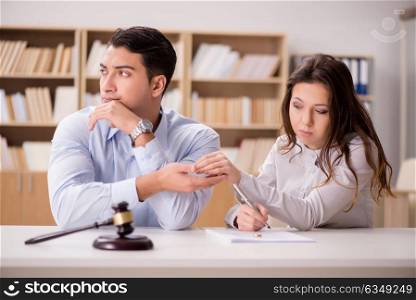 Young family in marriage divorce concept