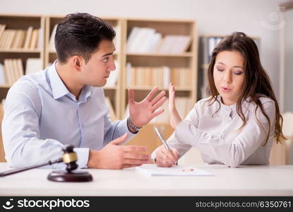 Young family in marriage divorce concept