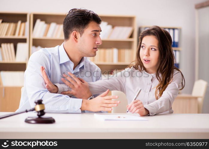 Young family in marriage divorce concept