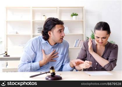 Young family in marriage divorce concept 
